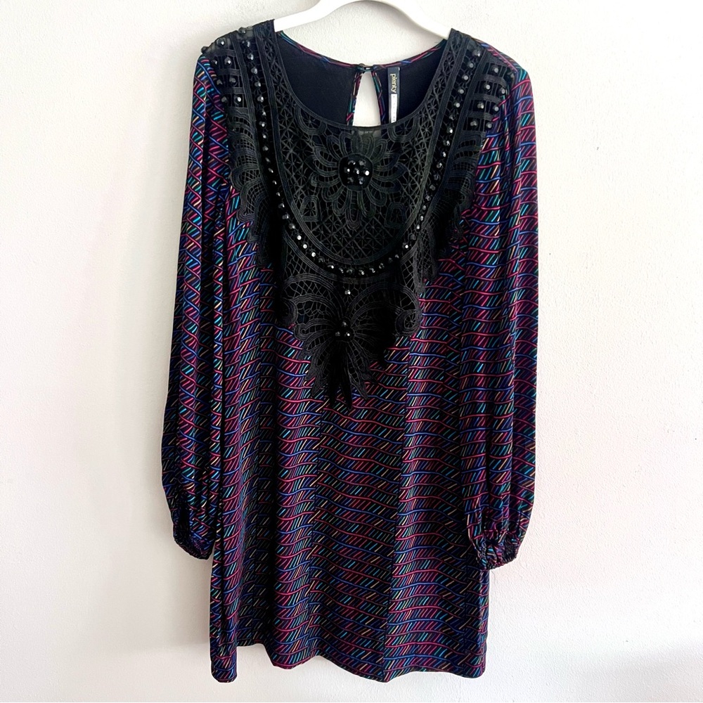 Tracy Reese Black Dress with Multicolor Accents size small NWT - Picture 3 of 12
